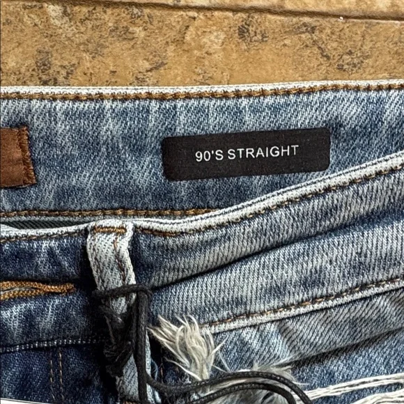 Judy Blue Distressed Straight Leg Jeans - Light Blue Rigid front - Picture 3 of 13